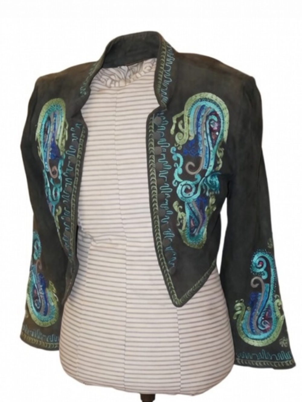 Absolutely stunning Double D Ranch suede leather Bolero jacket the colors NWOT S